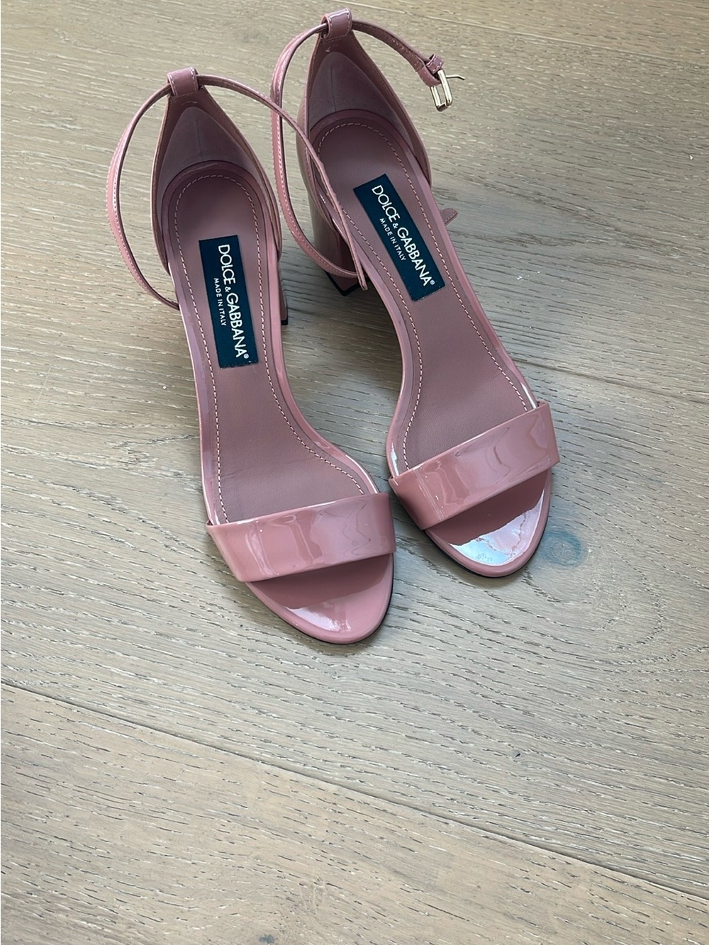 Dolce & Gabbana Pink Patent Leather Ankle-Strap Sandals